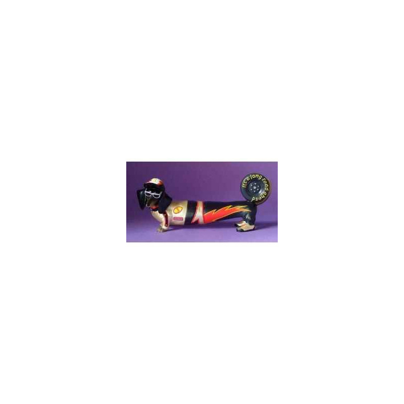 Figurine hot diggity chien teckel race car drivers  - hot16485