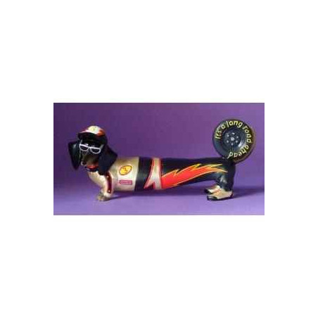Figurine hot diggity chien teckel race car drivers  - hot16485