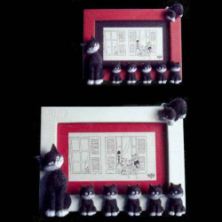 Animaux-Bois-Animaux-Bronzes.com propose Chat Cadre Photo Dubout rouge -DUB40