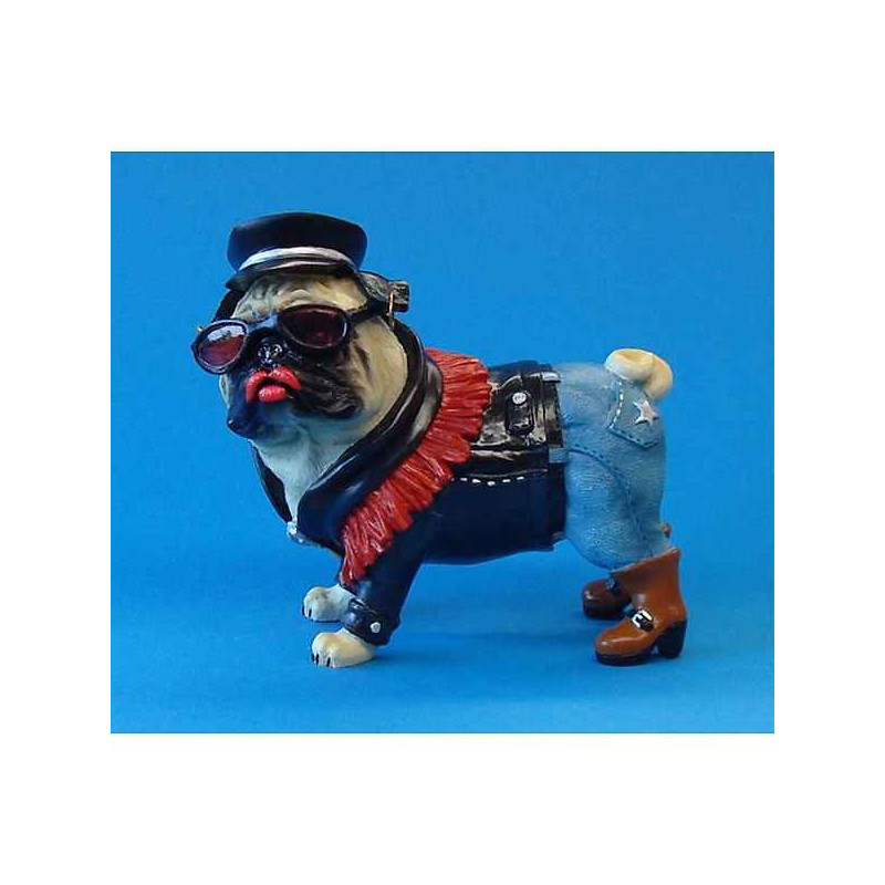 Figurine chien Pugnacious Le motard -PUG16158