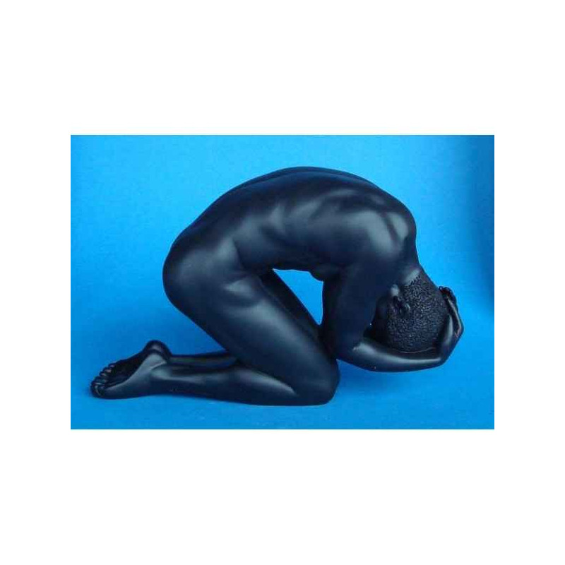 Figurine body talk  -homme 2 hands head kneeling black  - bt26