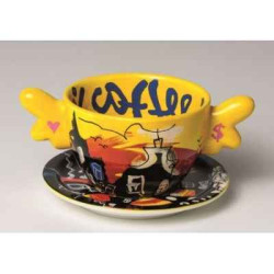 Tasse et soucoupe jaune de selwyn senatori -ST00509