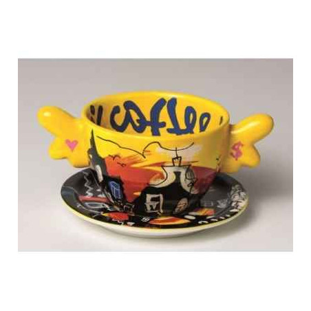 Tasse et soucoupe jaune de selwyn senatori -ST00509