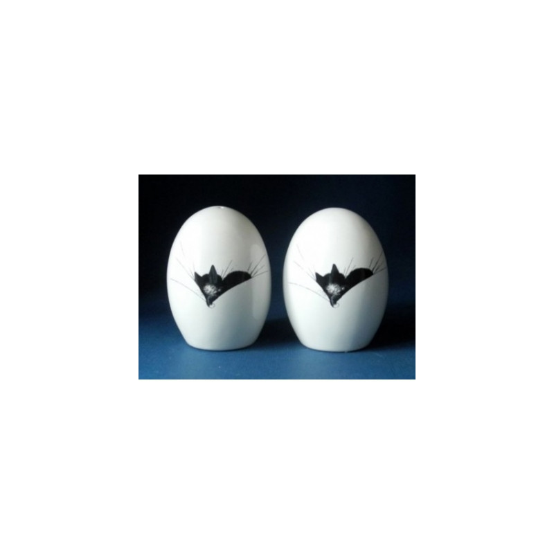 Animaux-Bois-Animaux-Bronzes.com propose Chat Sel et poivre egg-shaped gros dodo9cm Dubout -DUB109