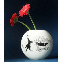 Animaux-Bois-Animaux-Bronzes.com propose Chat Vase oval fam.nombreuse 15cm Dubout -DUB102
