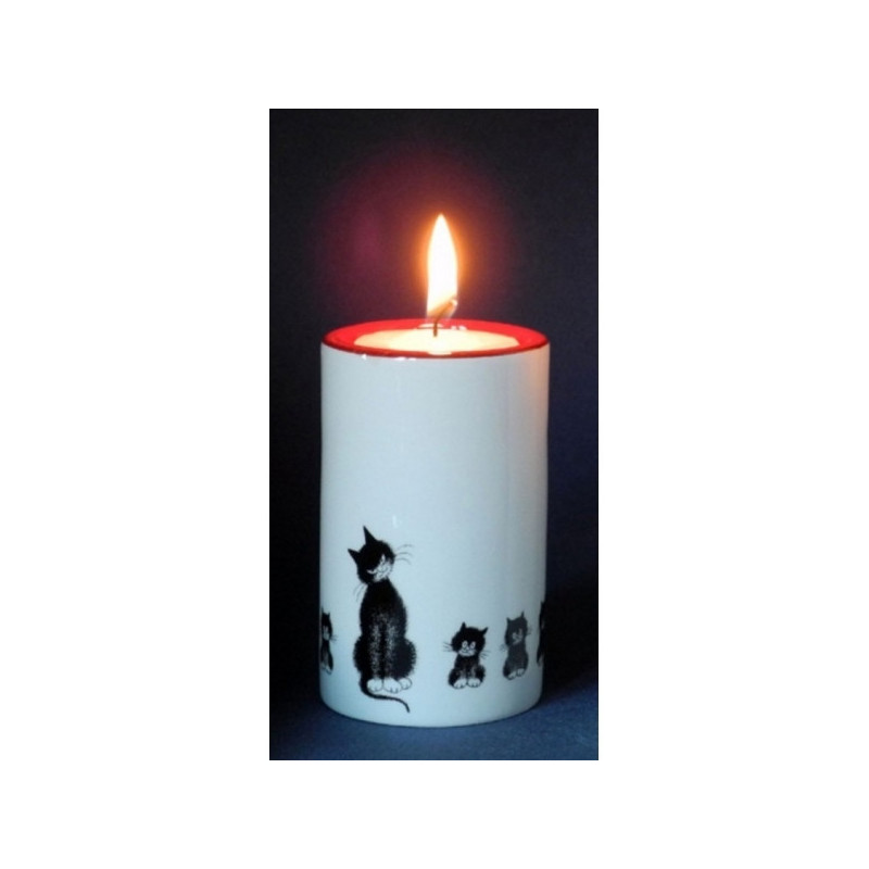 Animaux-Bois-Animaux-Bronzes.com propose Chat Dubout porte-bougie cylindre h.8cm-alignement -DUB113