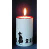 Animaux-Bois-Animaux-Bronzes.com propose Chat Dubout porte-bougie cylindre h.8cm-alignement -DUB113