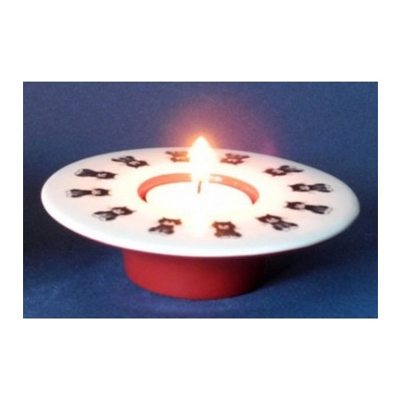 Animaux-Bois-Animaux-Bronzes.com propose Chat Dubout porte-bougie plat h.3cm 0.11-alignement -DUB116