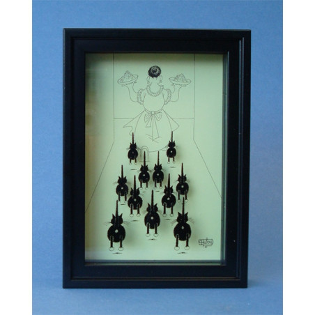 Animaux-Bois-Animaux-Bronzes.com propose Tableau Les Chats de Dubout A table -DUB47