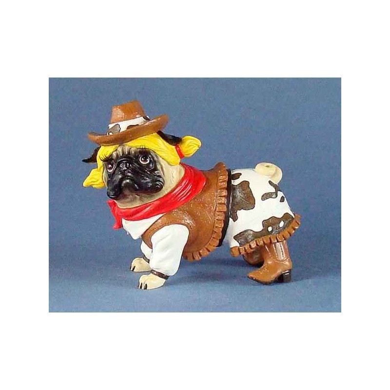 Figurine chien Carlin Pug Nacious Cowgirl PUG16162