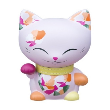 Animaux-Bois-Animaux-Bronzes.com propose Chat mani porte-bonheur patte fuschia- lucky cat 11 cm 066