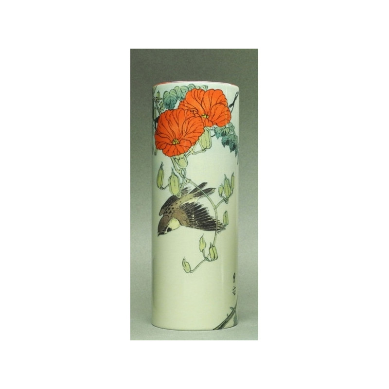 Vase medium gesso sparrow red flowe Parastone -VAM03GES