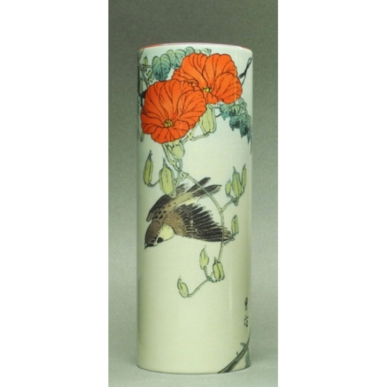 Vase medium gesso sparrow red flowe Parastone -VAM03GES