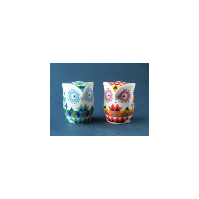 Figurine sel et poivre chouette harlequin de top choice -PTC091