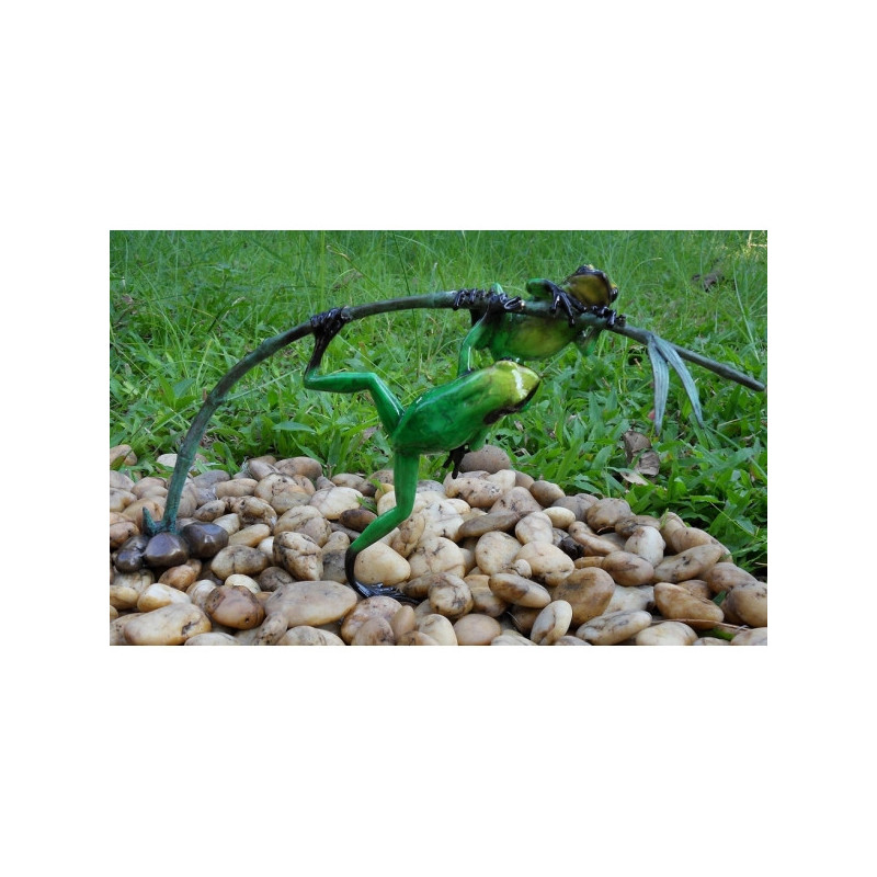 2 grenouilles colorées sur rameau /v -AN0981BR-C