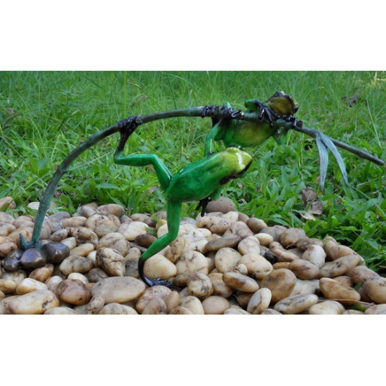 2 grenouilles colorées sur rameau /v -AN0981BR-C