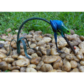 Grenouille colorée sur rameau / bleu -AN0986BR-C