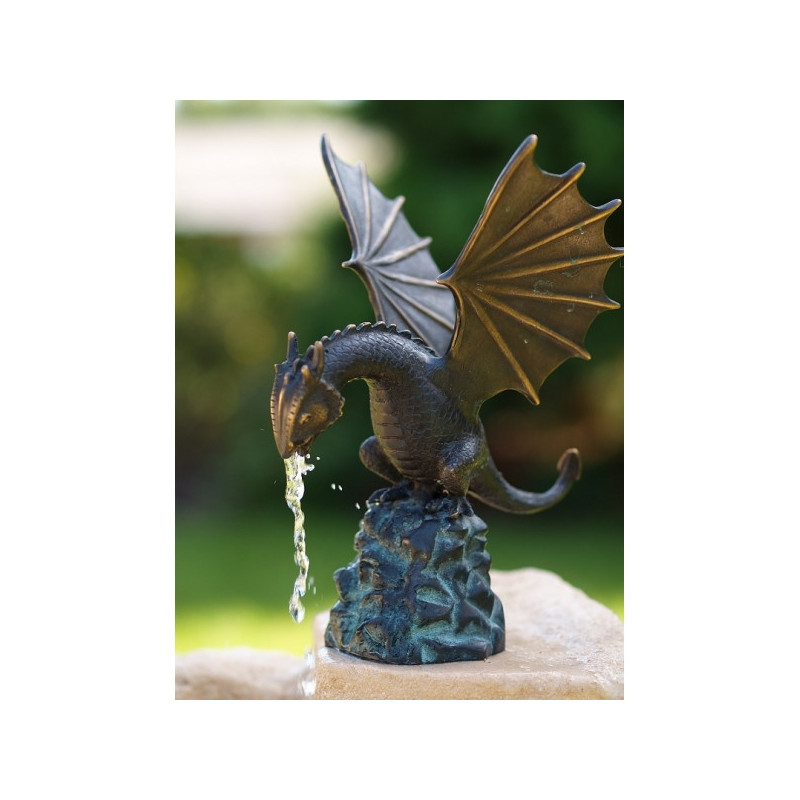Dragon sur roc / fontaine -AN1817BRW-DB-F