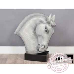 Objet décoration illusion tête cheval grise Edelweiss -C8854
