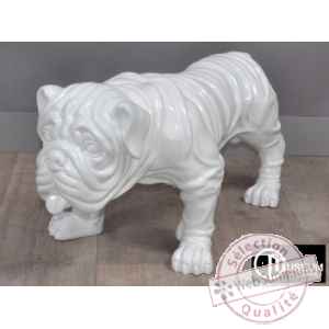 Objet decoration playful bulldog blanc 77cm Edelweiss -C9103