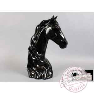 Objet decoration spirit tete de cheval noire Edelweiss -C2017