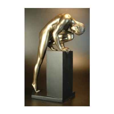 Figurine Bronze Homme Stretching on pedestal Body Talk -WU72471