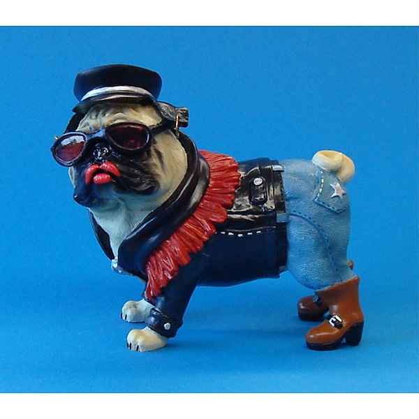 Figurine chien Pugnacious Le motard -PUG16158