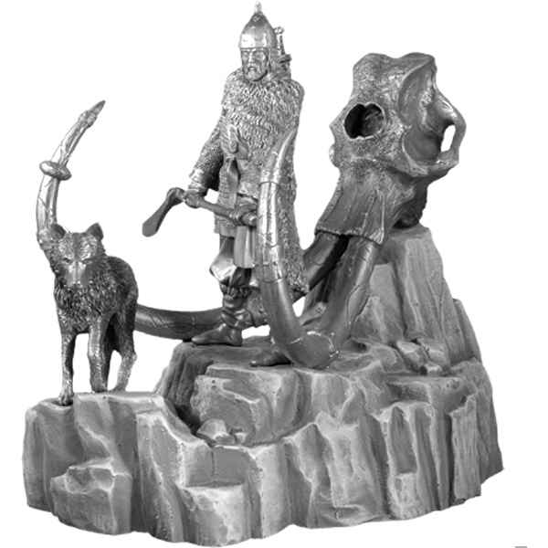 Figurines etains Chef de guerre vicking avec Tumulus et un crane de mammouth -VEV