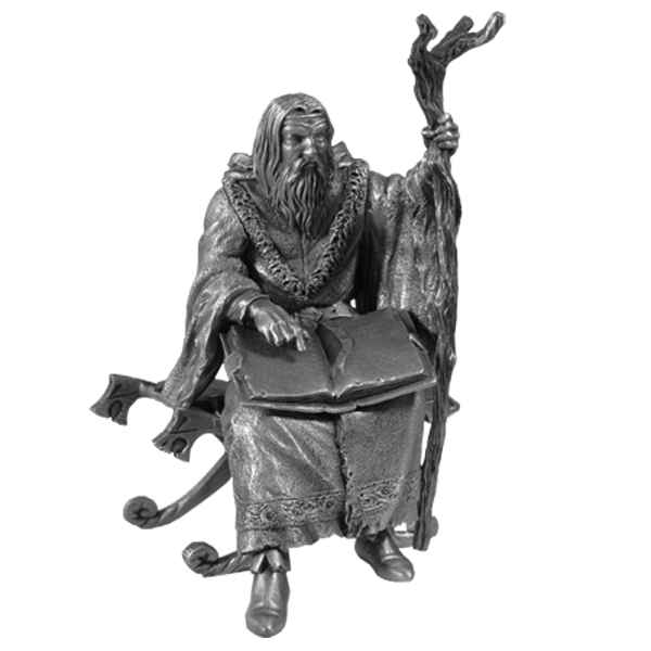 Figurines etains Merlin assis sur le siege dagobert -AD020