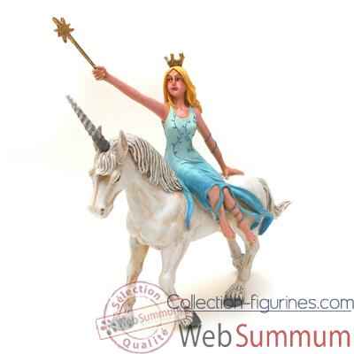 Figurine la fee bleue sur la licorne blanche-61374
