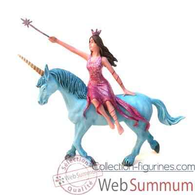 Figurine la fee rose sur la licorne bleue-61375