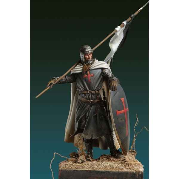 Figure Tin soldier médiéval chevalier avec le standard XII siècle 54 mm 