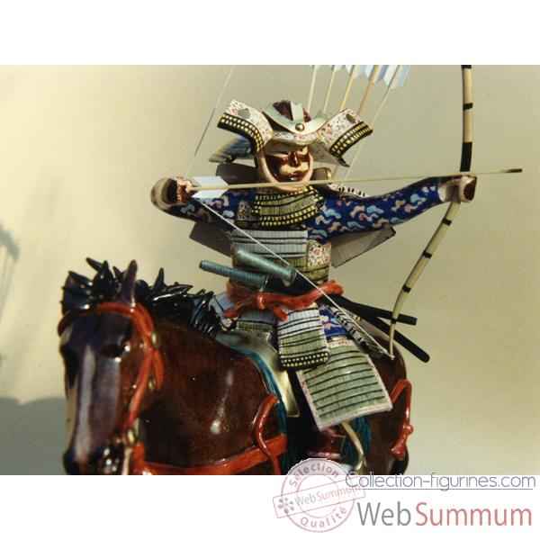 Figurine Samourai peinte Gilles Carda Cavalier Arc Yabusame 2 -37C