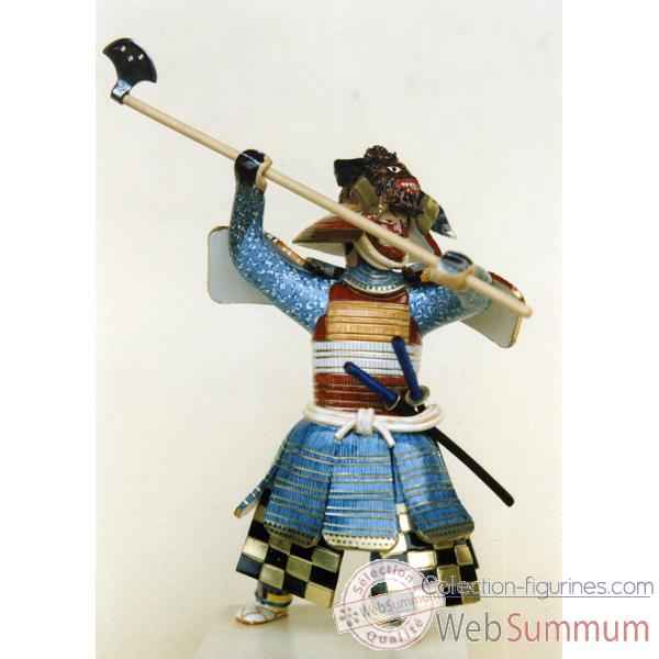 Figurine Samourai peinte Gilles Carda Hache bleue -146C