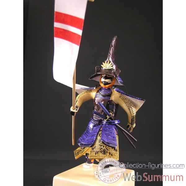 Figurine Samourai peinte Gilles Carda Hata Feuilles de Chene -189C