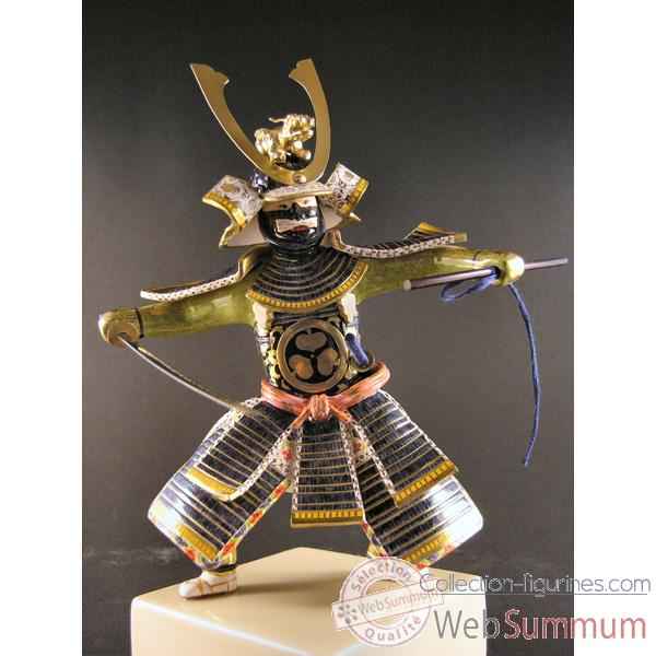 Figurine Samourai peinte Gilles Carda Katana bleu nuit -174C