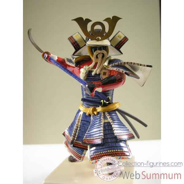 Figurine Samourai peinte Gilles Carda Nodashi bleu -154C