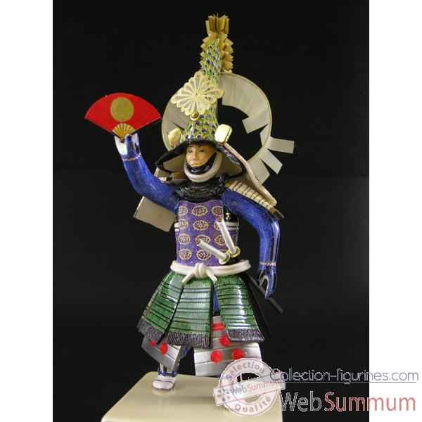Figurine Samourai peinte Gilles Carda Paon or vert -184C