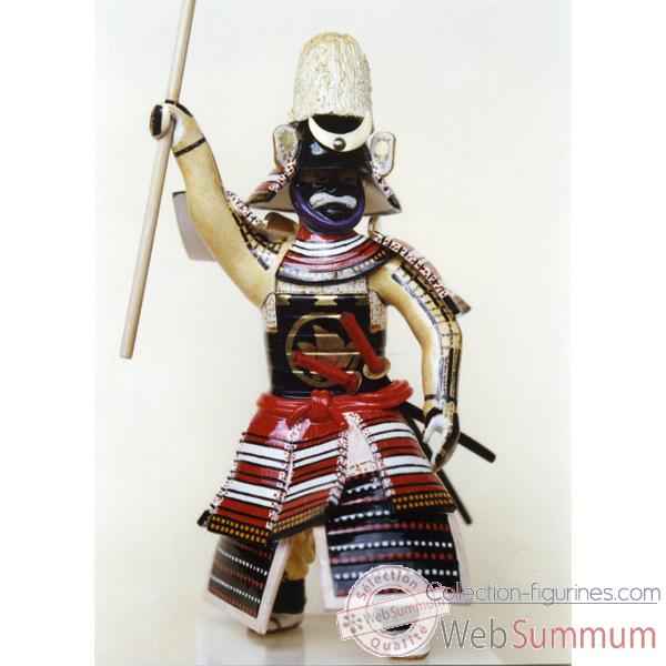 Figurine Samourai peinte Gilles Carda Bo rouge blanc -115C