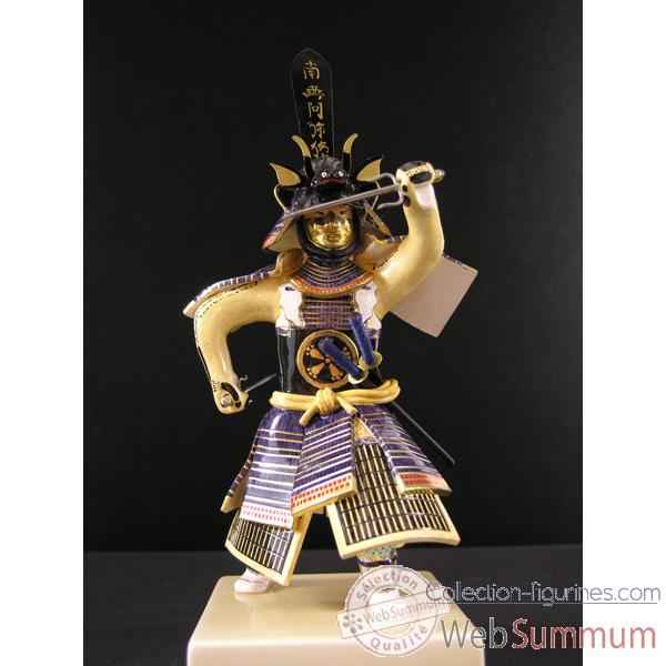 Figurine Samourai peinte Gilles Carda Sai bleu 47 -148C