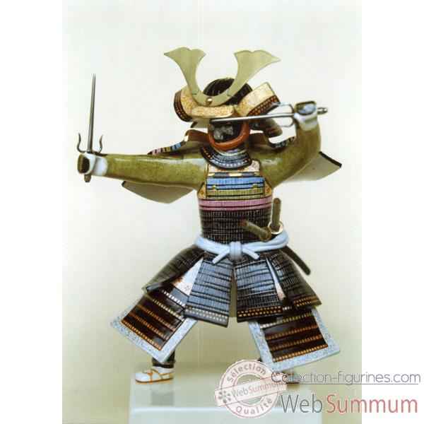 Figurine Samourai peinte Gilles Carda Sai gris -51C