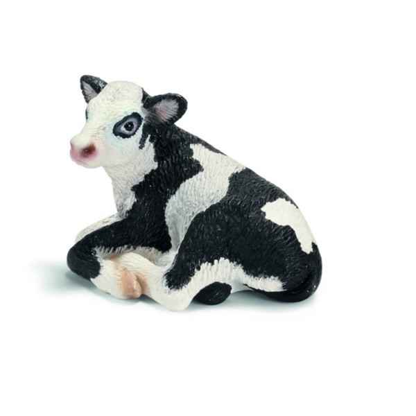 Figurine Veau Holstein couche Schleich -13639
