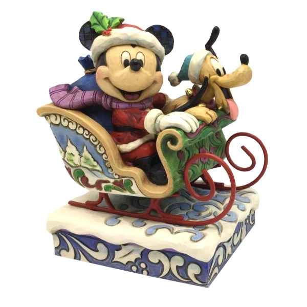 Statuette Mickey in sleigh with reindeer pluto Figurines Disney Collection -4052003 -1