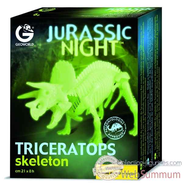 Gw jurassic night - triceratops phosphorescent - 21cm Geoworld -CL140K