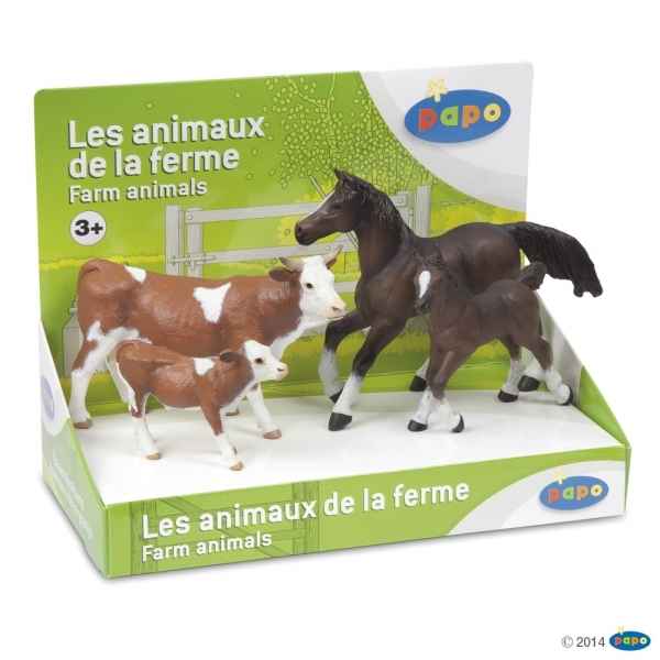 Figurine Boite presentoir animaux de la ferme 2 (4 fig.) Papo -80301
