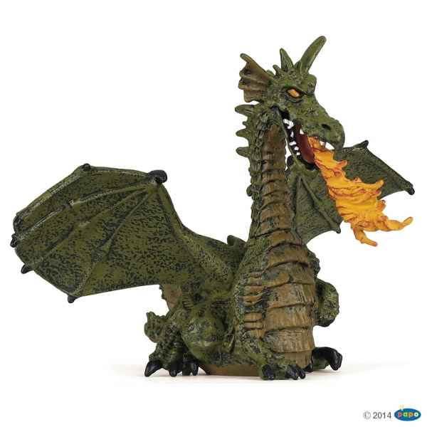 Figurine Dragon aile vert avec flamme Papo -39025