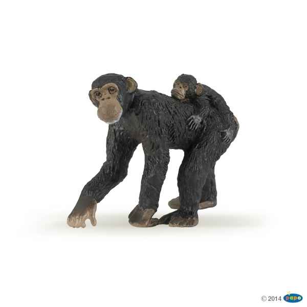 Figurine Femelle chimpanze et son bebe Papo -50012