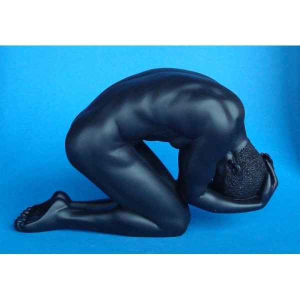 Figurine body talk -homme 2 hands head kneeling black - bt26
