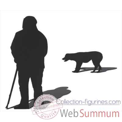 Figurine silhouette ombre homme et son chien set de 2 -SF03