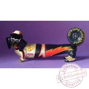 Figurine hot diggity chien teckel race car drivers  - hot16485